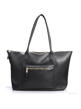 Vegan Leather Tote Bag with Zipper Trolley Sleeve Travel Weekender